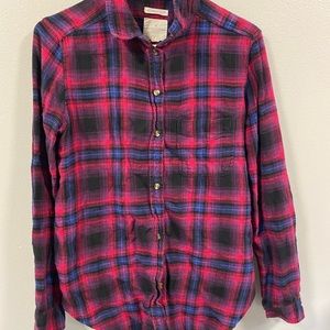 American Eagle Blue and Pink Flannel Skirt